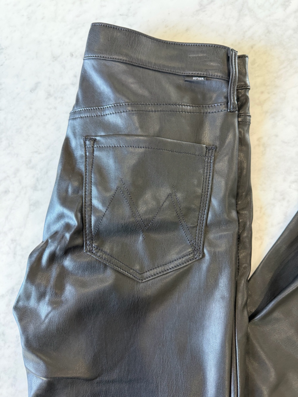 MOTHER The Weekender Heel Faux Leather Flare Pants Black Size 29 - Picture 9 of 12